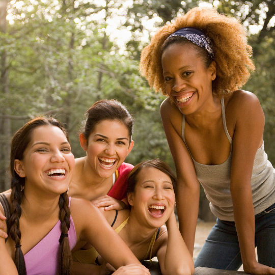 Women connecting and laughing together